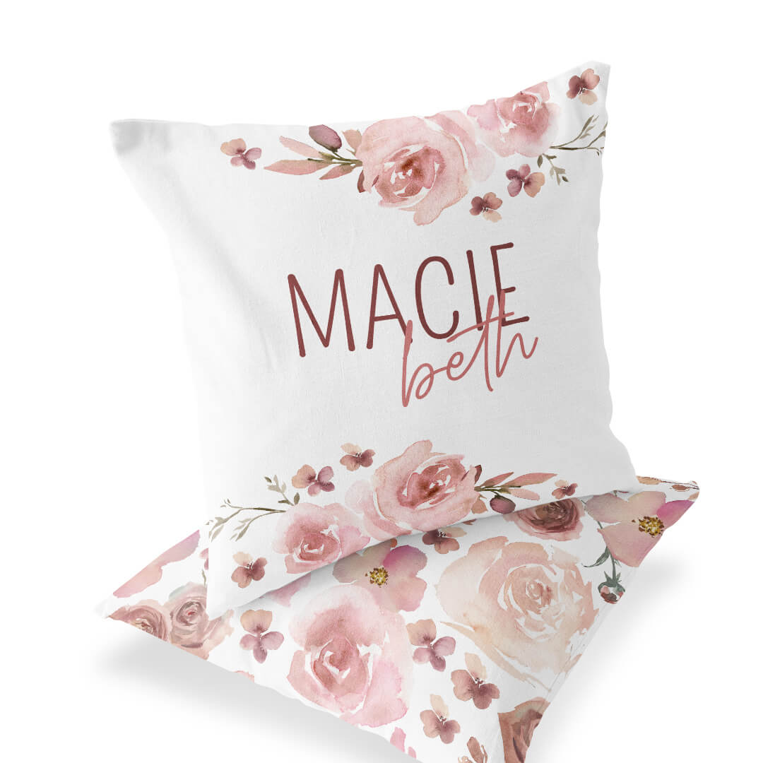  Rosie's Rose Garden Personalized Name Throw Pillow、mySite、layawaytickets