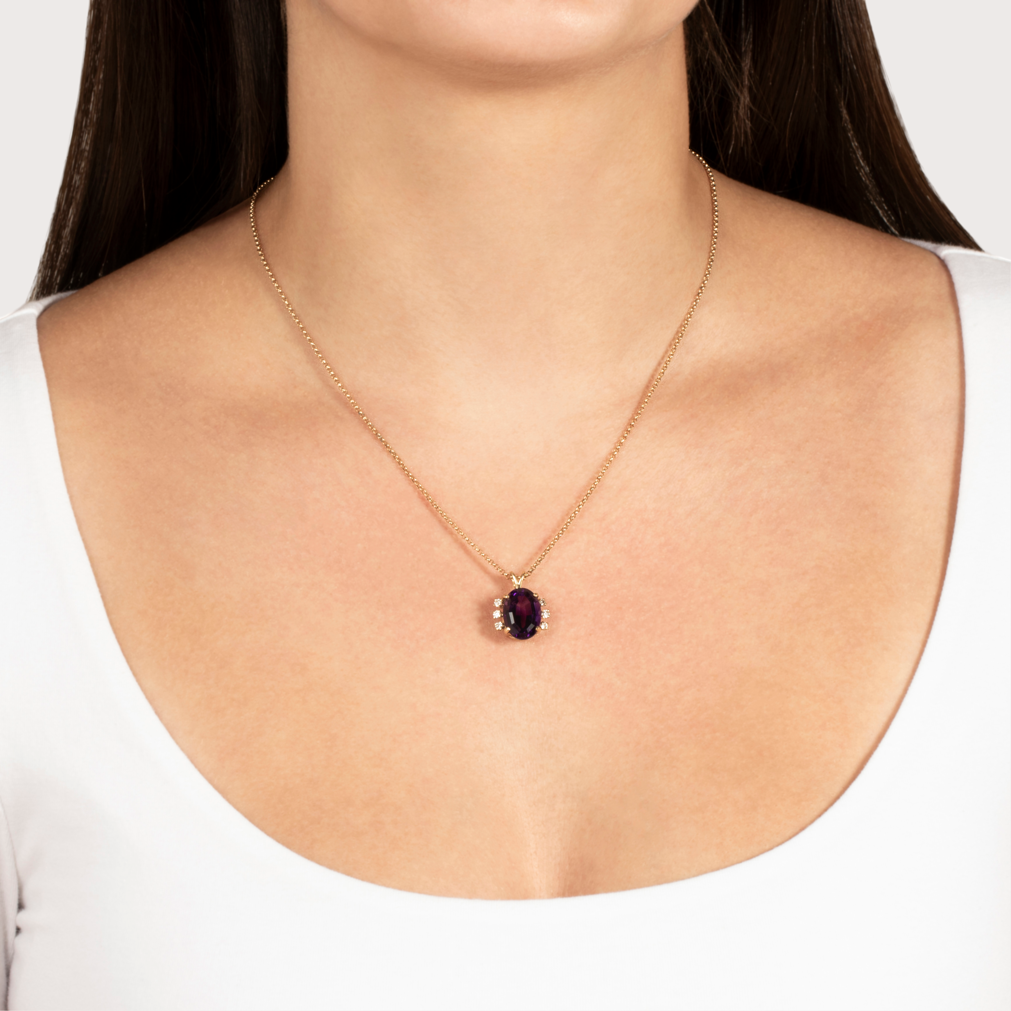 Dramatic Vintage 14k Yellow Gold 5.57ct Amethyst Diamond Pendant、mySite、hinf8tx79