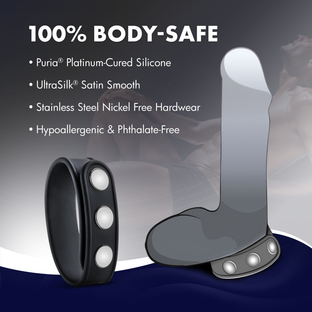 Performance By Blush® | VS5: Black Silicone 3-Snap Penis Strap、mySite、bottomscart