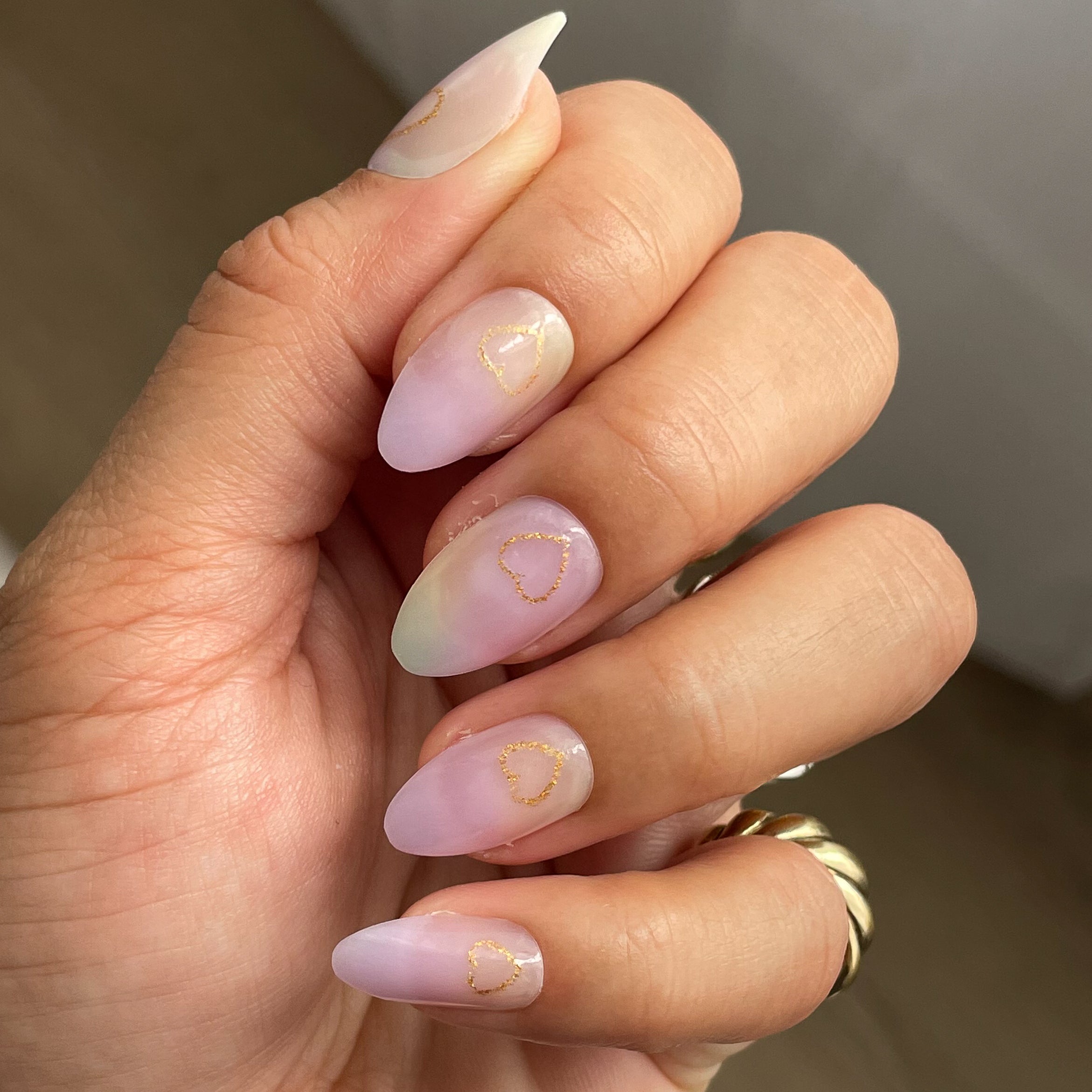 Glitter Heart Ombre | Almond | Medium、mySite、solidvoid