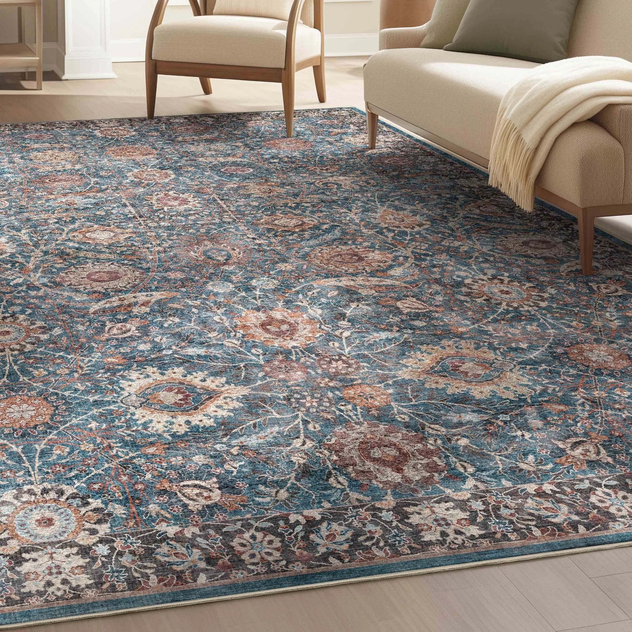 Liana Vintage Oriental Teal Flat-Weave Rug、mySite、gigharbornorthrealestate