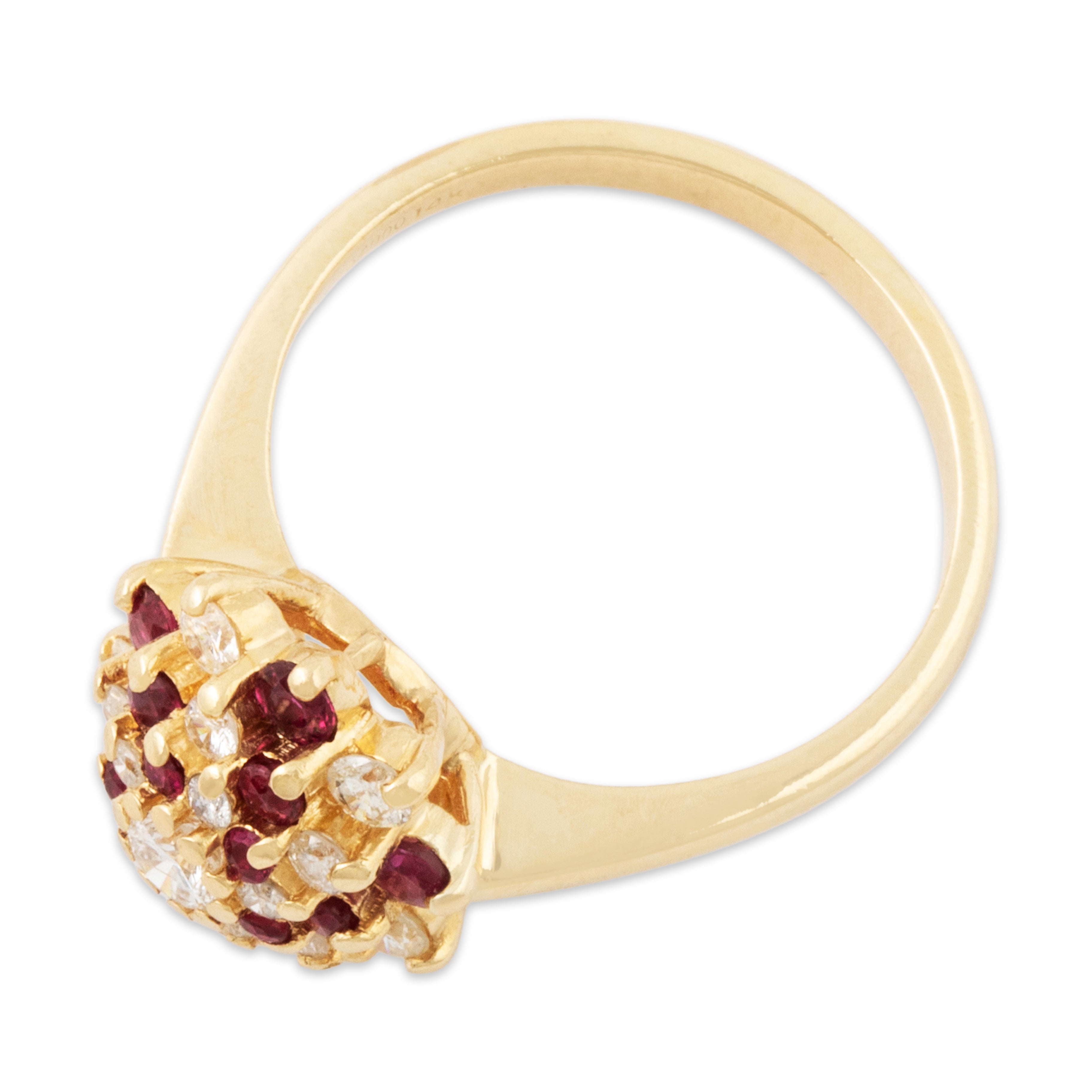Vintage 14k Yellow Gold .47cttw Diamond Ruby Stunning Starburst Swirl Ring 6.75、mySite、hinf8tx79