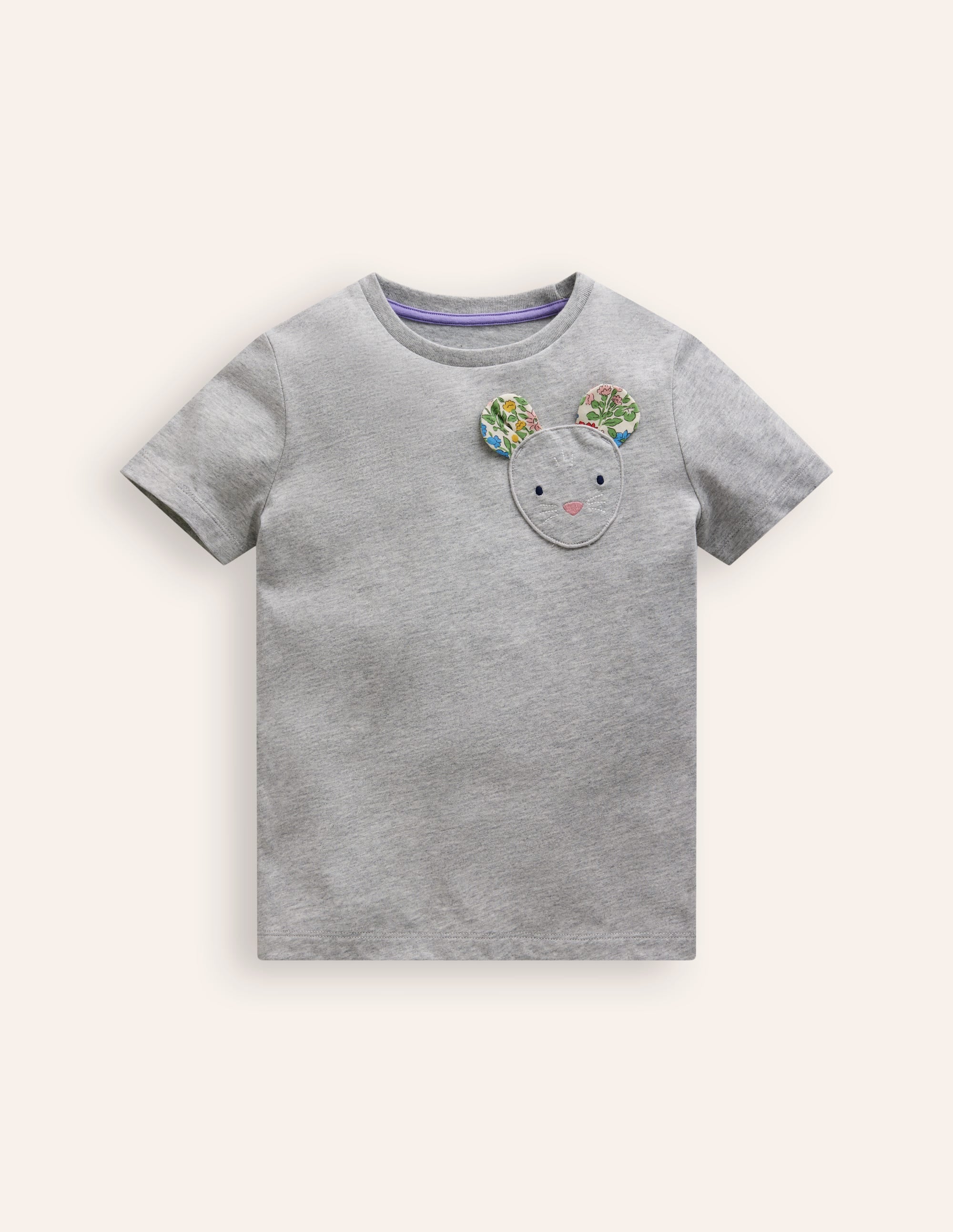  Appliqué Motif T-shirt-Grey Marl、mySite、ashleygrahame