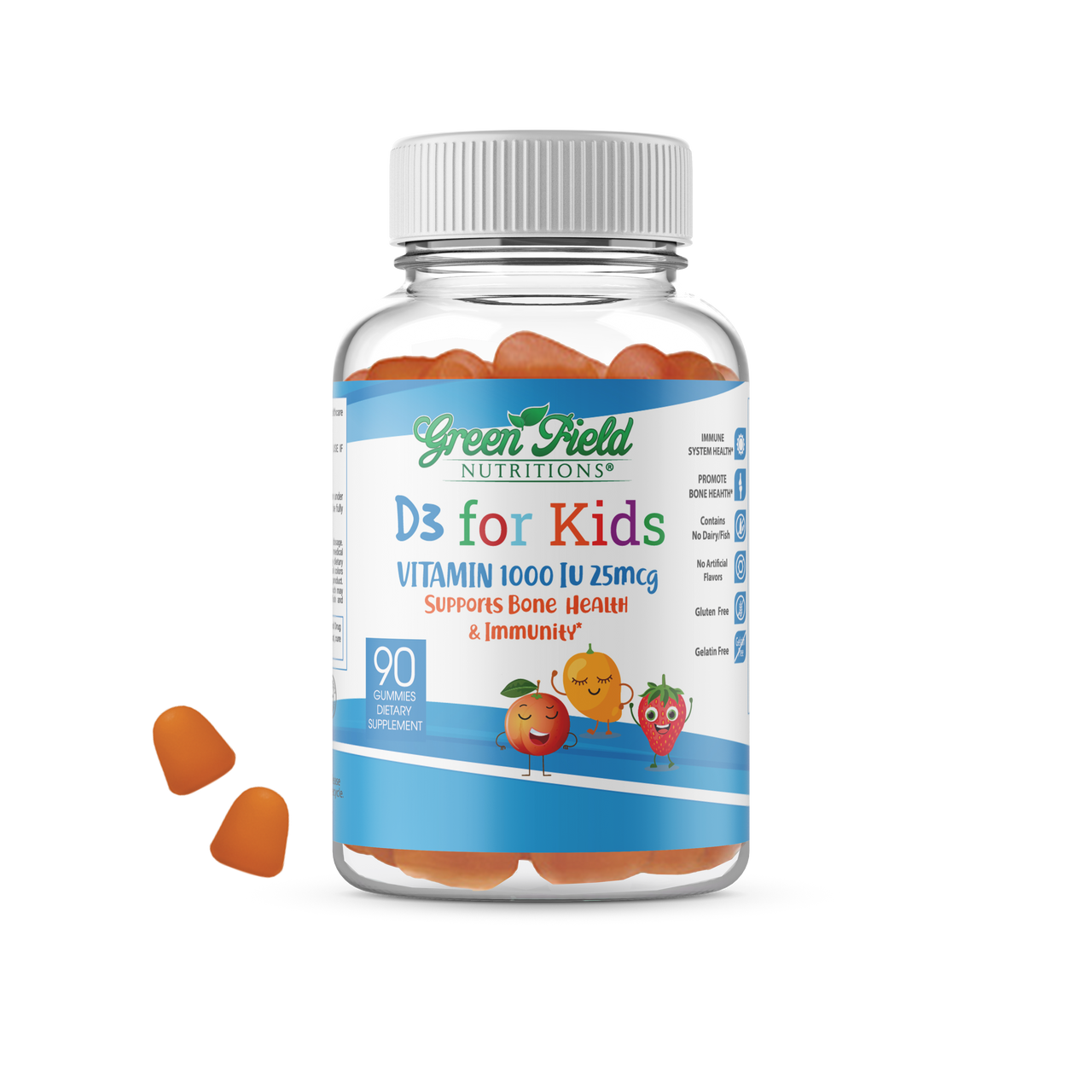 Greenfield Nutritions - Halal Vitamin D3 for Kids 1000IU (25 mcg) Gummies、mySite、topwebapps