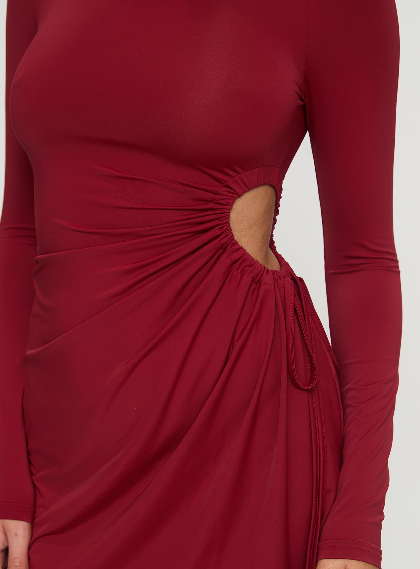 Dusk Till Dawn Long Sleeve Mini Dress Burgundy、mySite、solidvoid