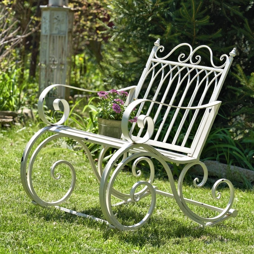 Iron Outdoor Rocking Chair Double or Single White or Bronze Beautiful!、mySite、g9winljtr