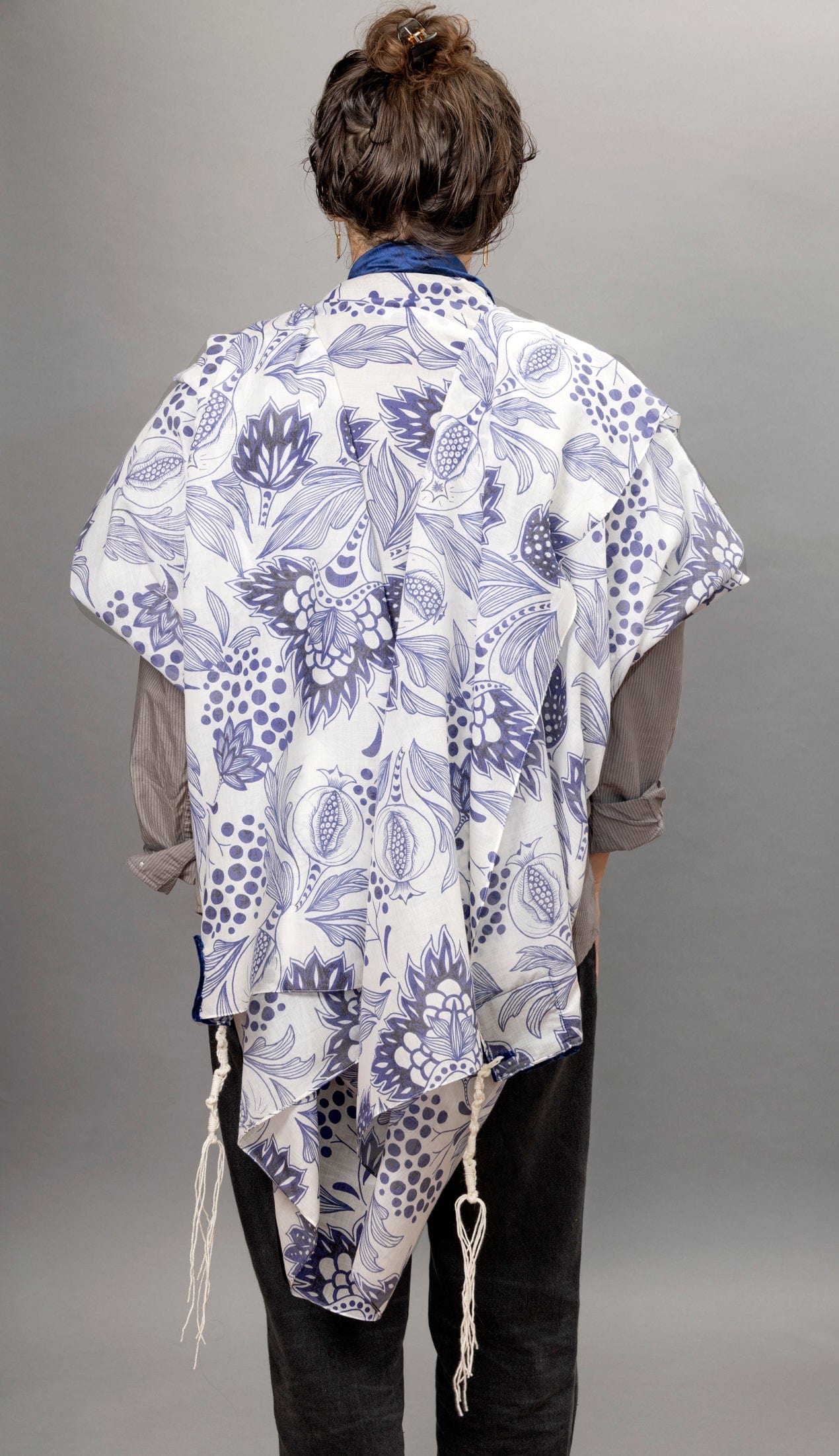 Navy Blue Pomegranates with Cotton Velvet Tallit、mySite、topwebapps