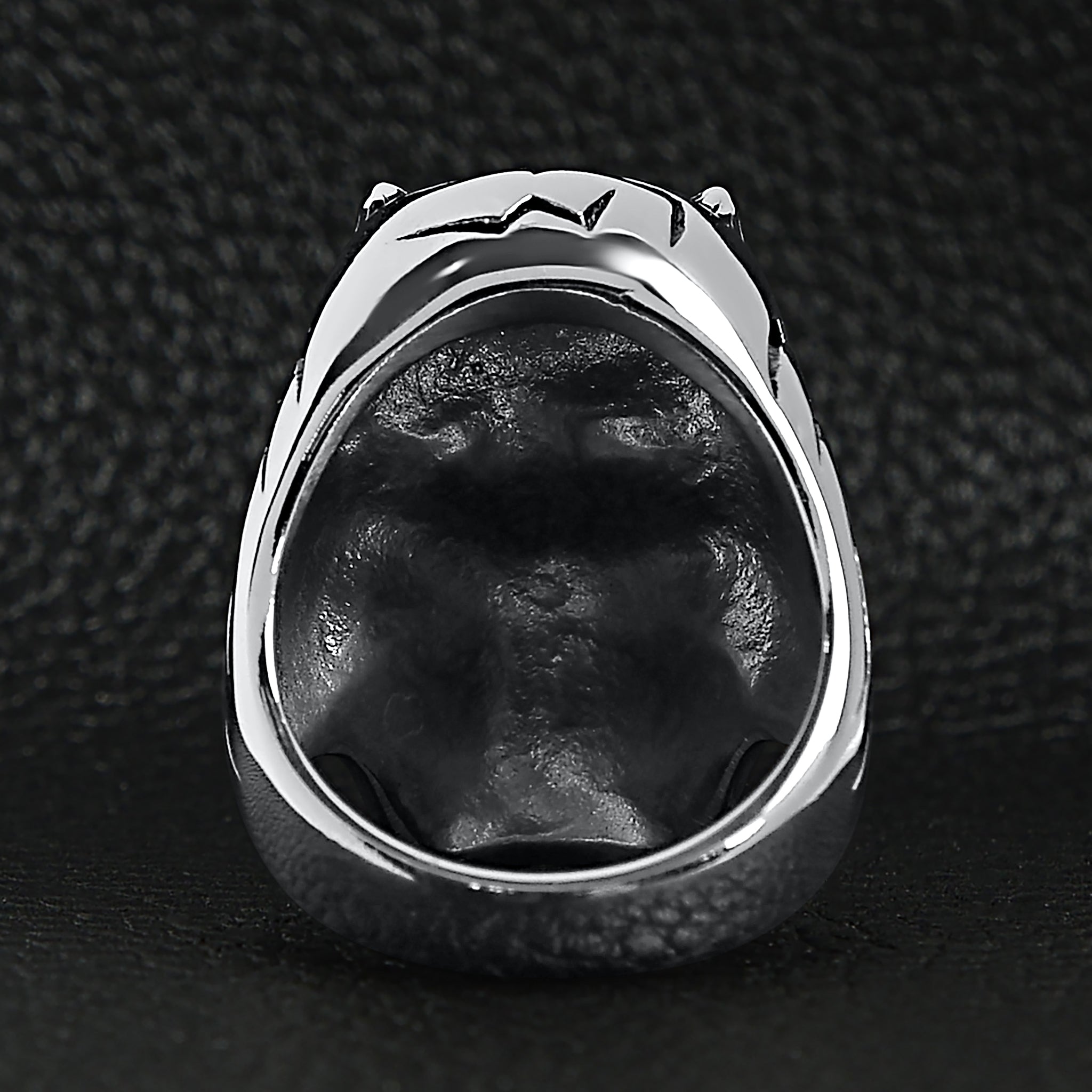 Stainless Steel Devil Skull With Red CZ Eye Smoking 18K Gold PVD Coated Cigar Ring / SCR4084、mySite、dreamappss