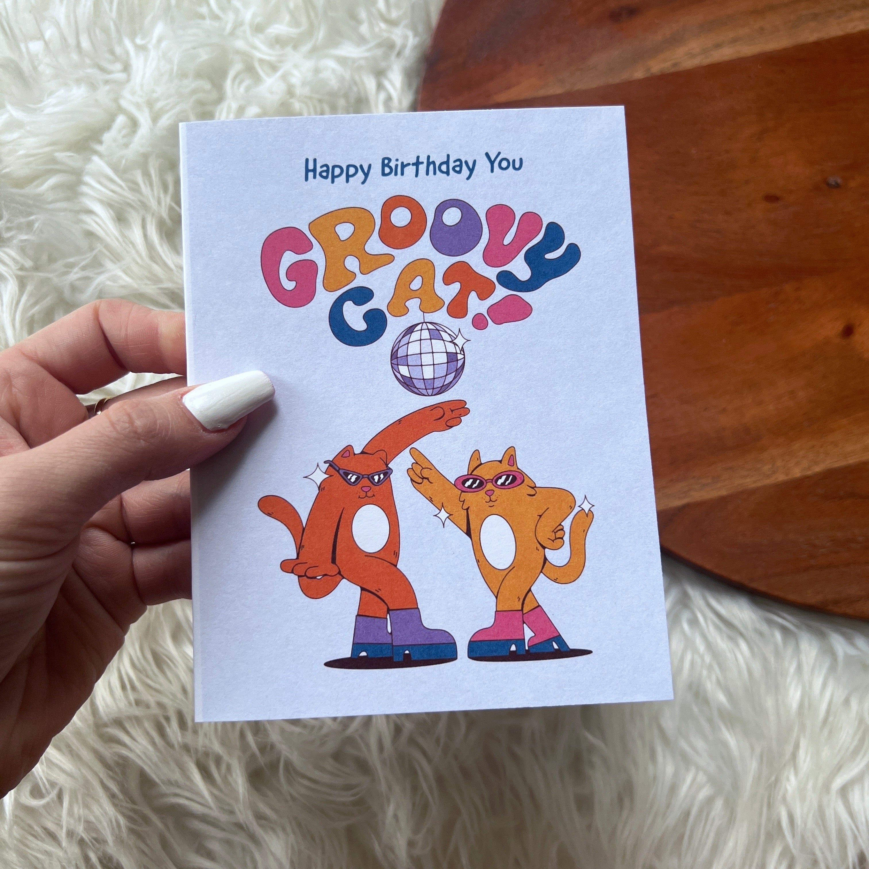  Happy birthday you groovy cat birthday card、mySite、elrpsem3k