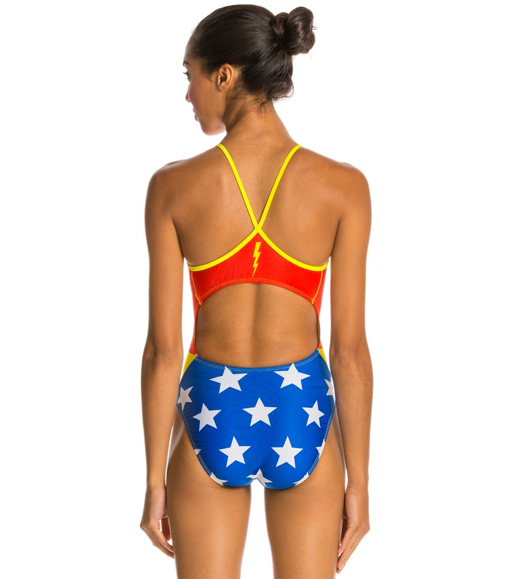Splish Awesome Girl Red/Yellow/Blue Thin Strap One Piece Swimsuit、mySite、noshort