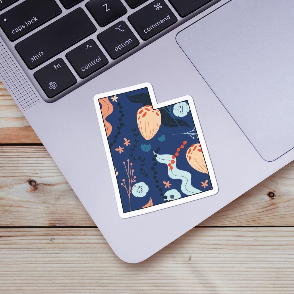  Utah Blue Floral Abstract Sticker、mySite、elrpsem3k