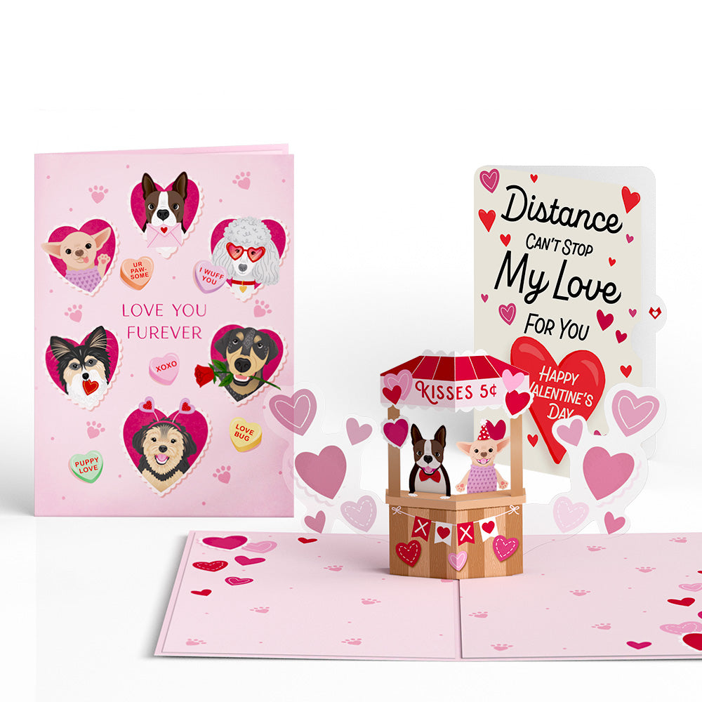 Love You Furever Dog Kisses Distance Can't Stop My Love Valentine Pop-Up Card and Sentiment Set、mySite、solidvoid