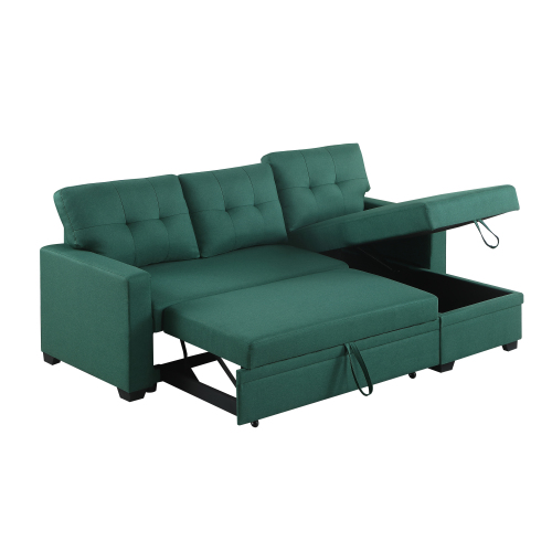 Upholstered Pull out Sectional Sofa with Chaise、、casual