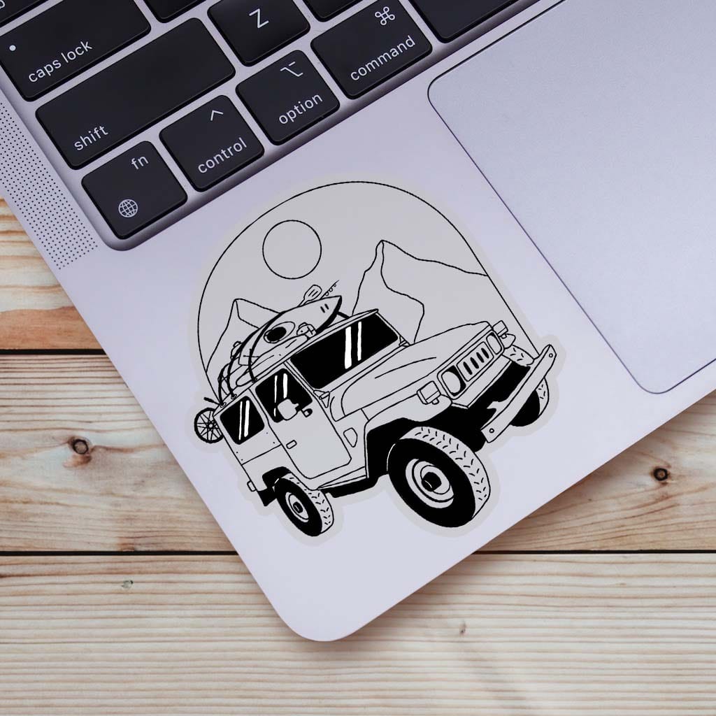  Black And White Camping Jeep Clear Sticker、mySite、ghnorth