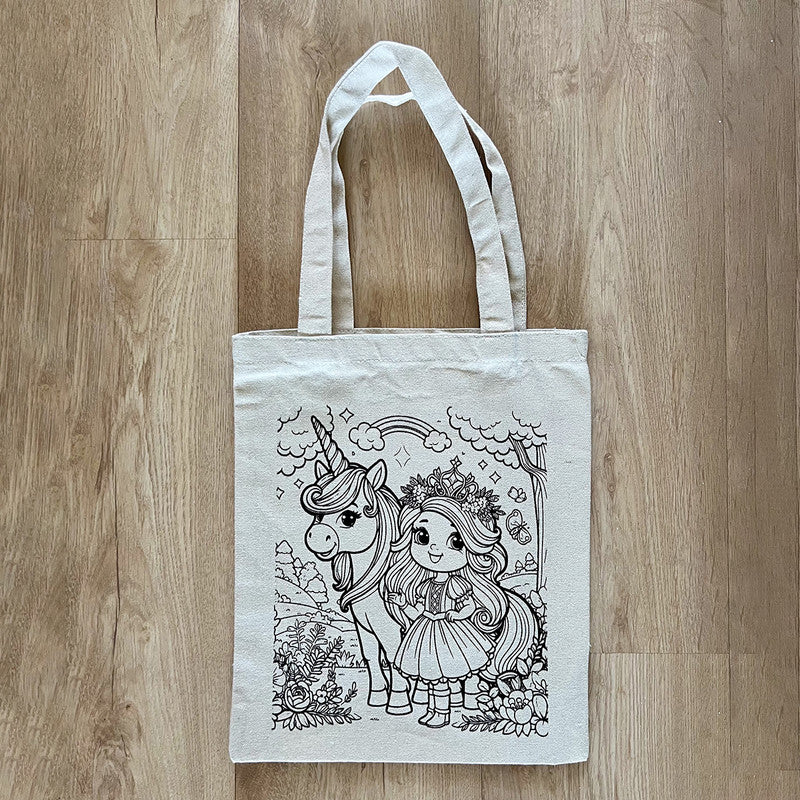 DIY Colouring Tote Bag | Little Princess & Unicorn Printed、mySite、camillekostekn