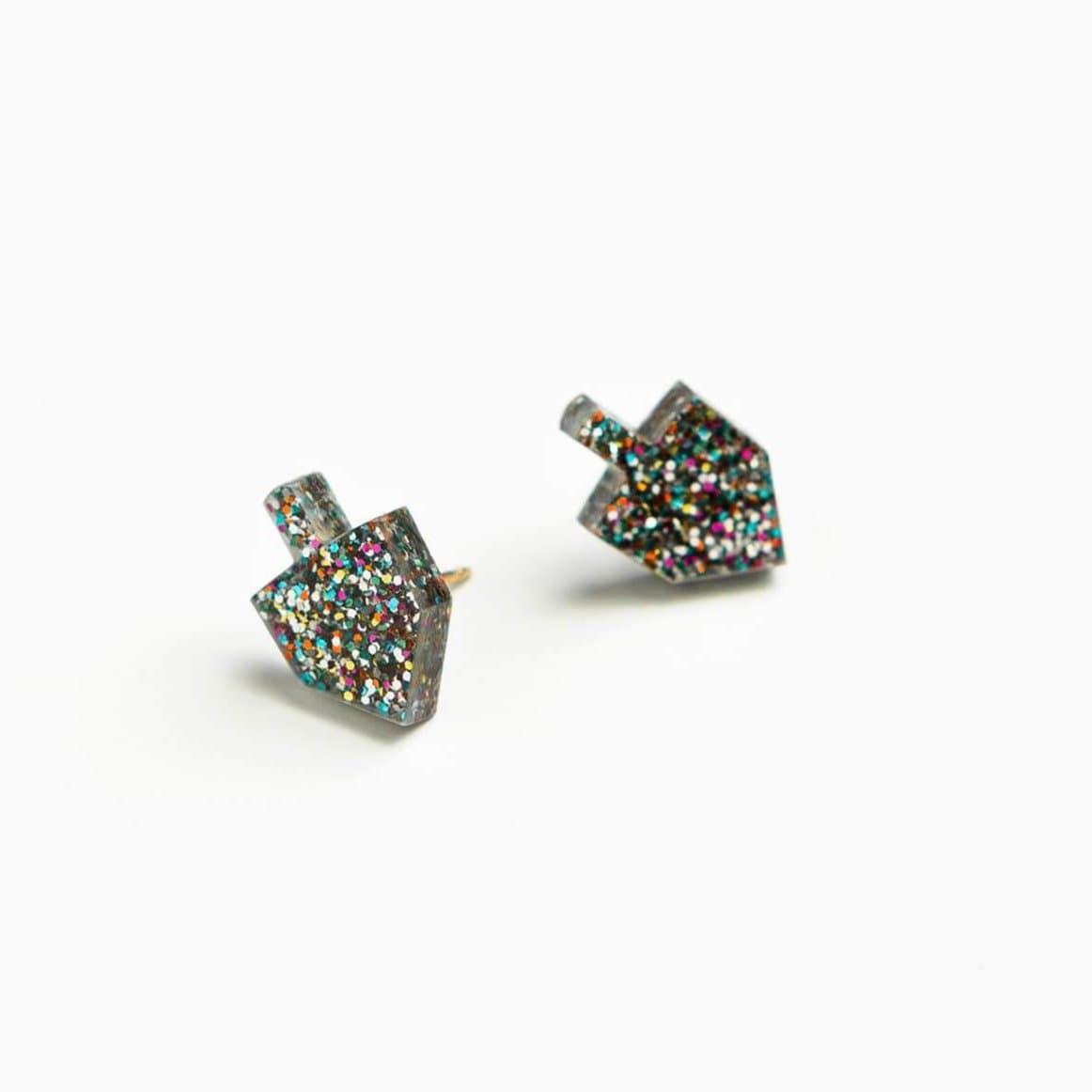Dreidel Stud Earrings - Multi Glitter、mySite、topwebapps