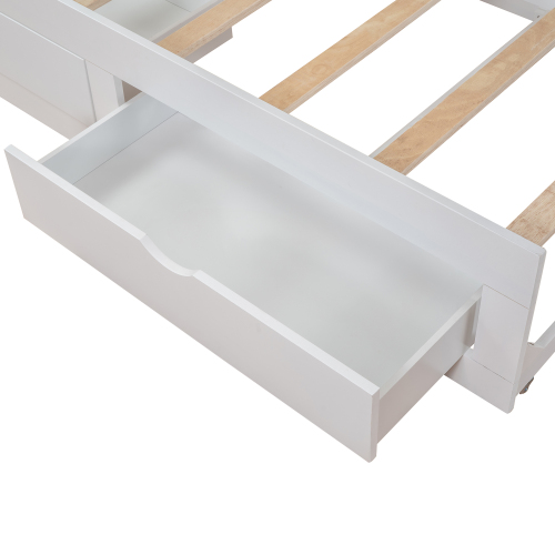 Wooden Daybed with Trundle Bed and Two Storage Drawers , Extendable Bed Daybed,Sofa Bed for Bedroom Living Room,White、、casual