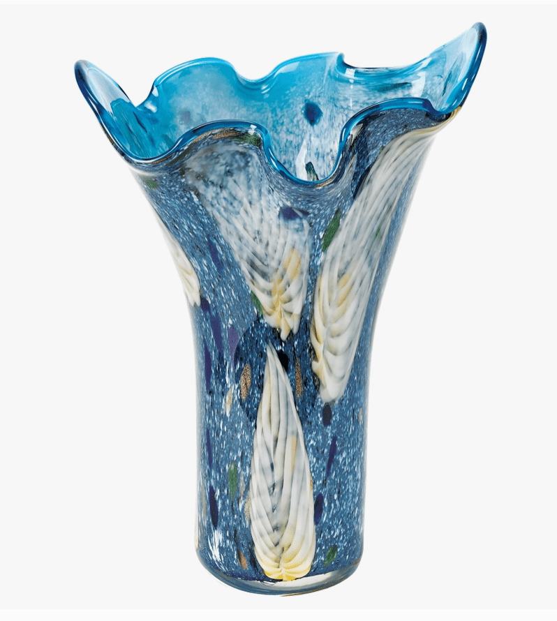 Majesty Murano Style Art Glass 17 Blue Napkin Vase、mySite、g9winljtr