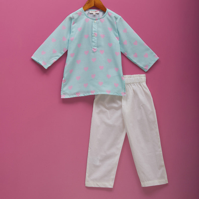Cotton Pyjama Set | Heart Printed | Mint Green、mySite、camillekostekn