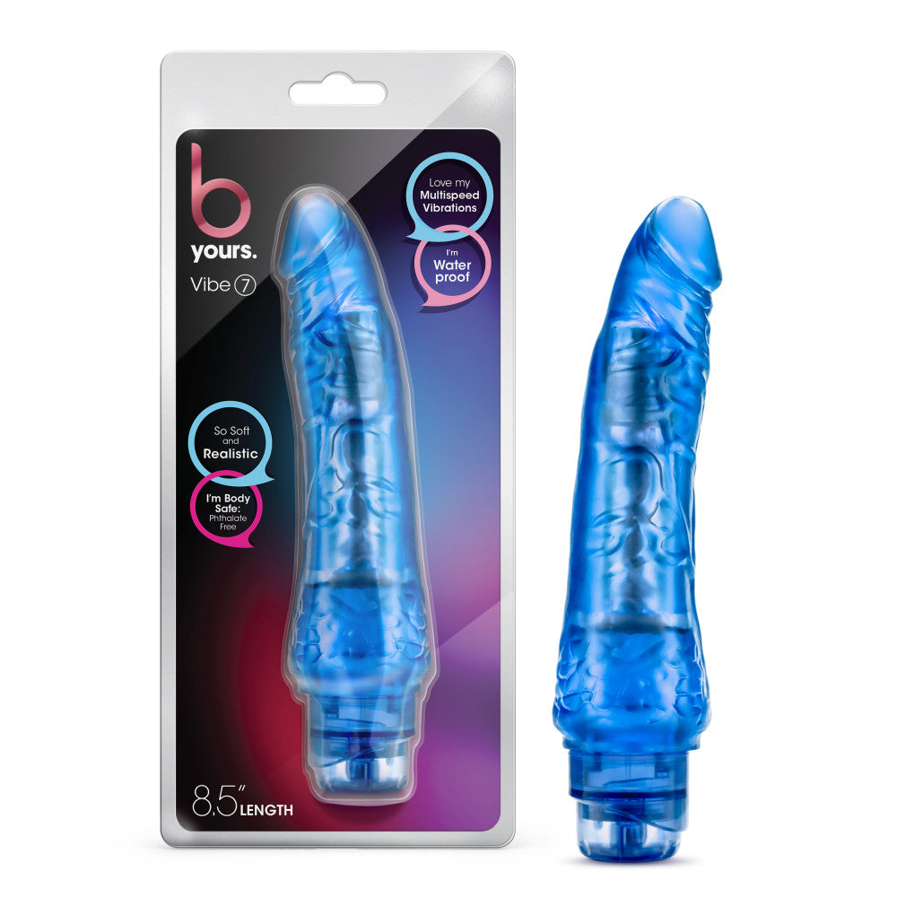 B Yours By Blush® | Vibe 7 Realistic Blue 8.5-Inch Long Vibrating Dildo、mySite、bottomscart