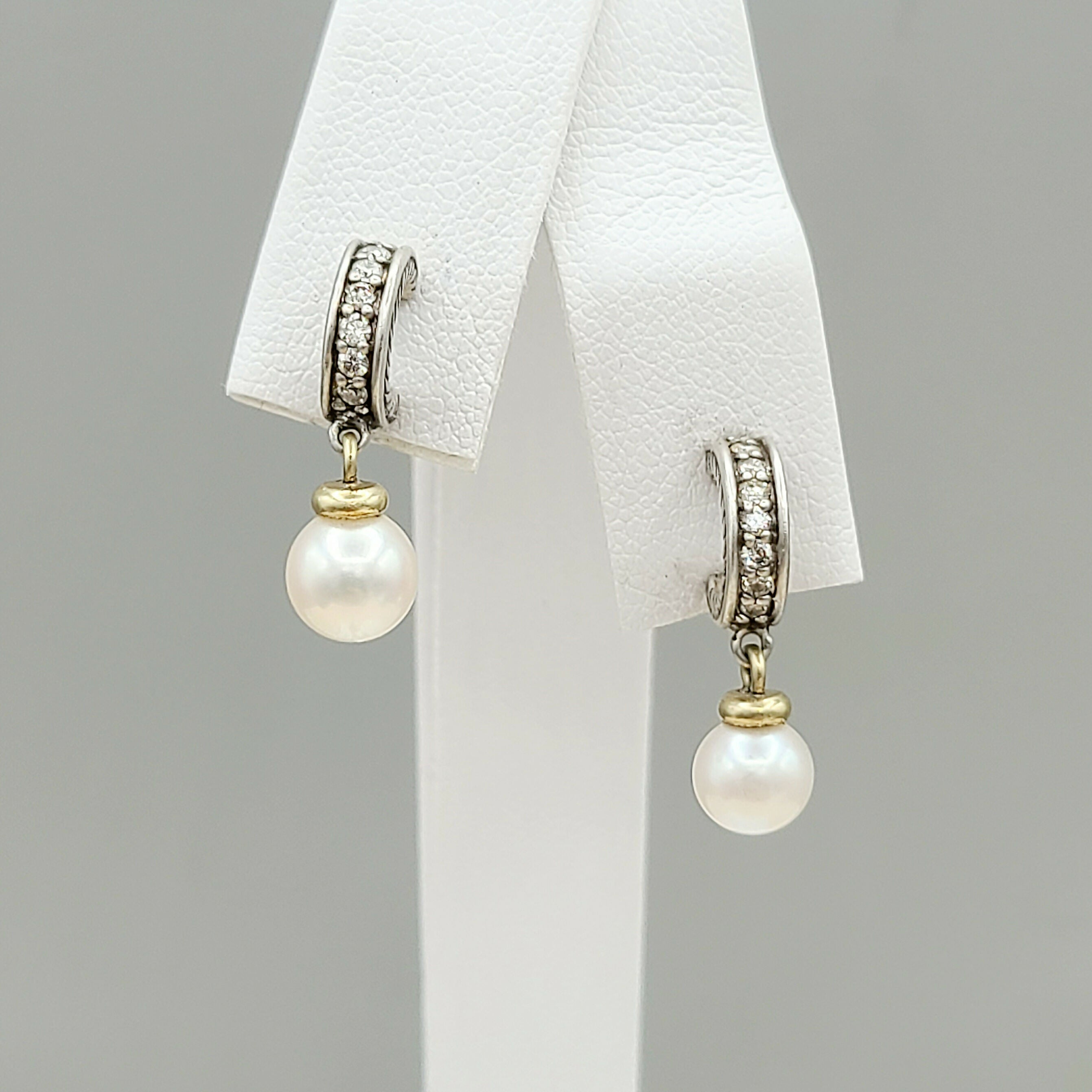 David Yurman Cable Drop Earrings Pearls & Diamonds、mySite、hinf8tx79