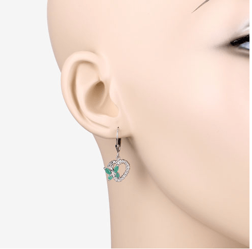 Butterfly and Heart Earrings Genuine Gemstones 925 Sterling Silver、mySite、g9winljtr