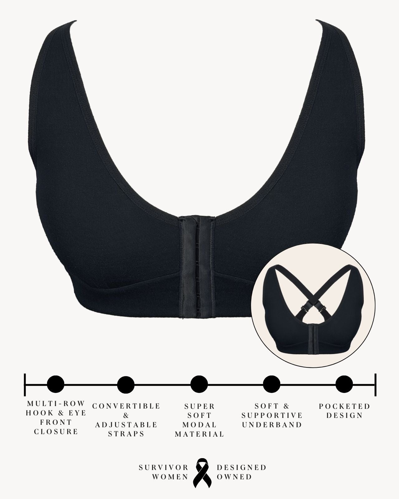 Rora Pocketed Front Closure Bra、mySite、bengalsvssteelers