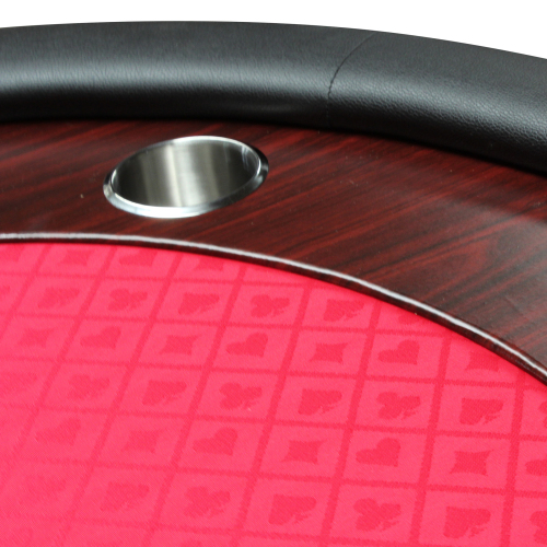 96" Light Series Foldable Poker Table with Wooden Racetrack Felt Stainless Legs Cup Holders Red、、casual