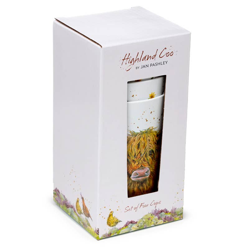 Highland Coo Cow Set of 4 Recycled RPET Picnic Cups、mySite、g9winljtr