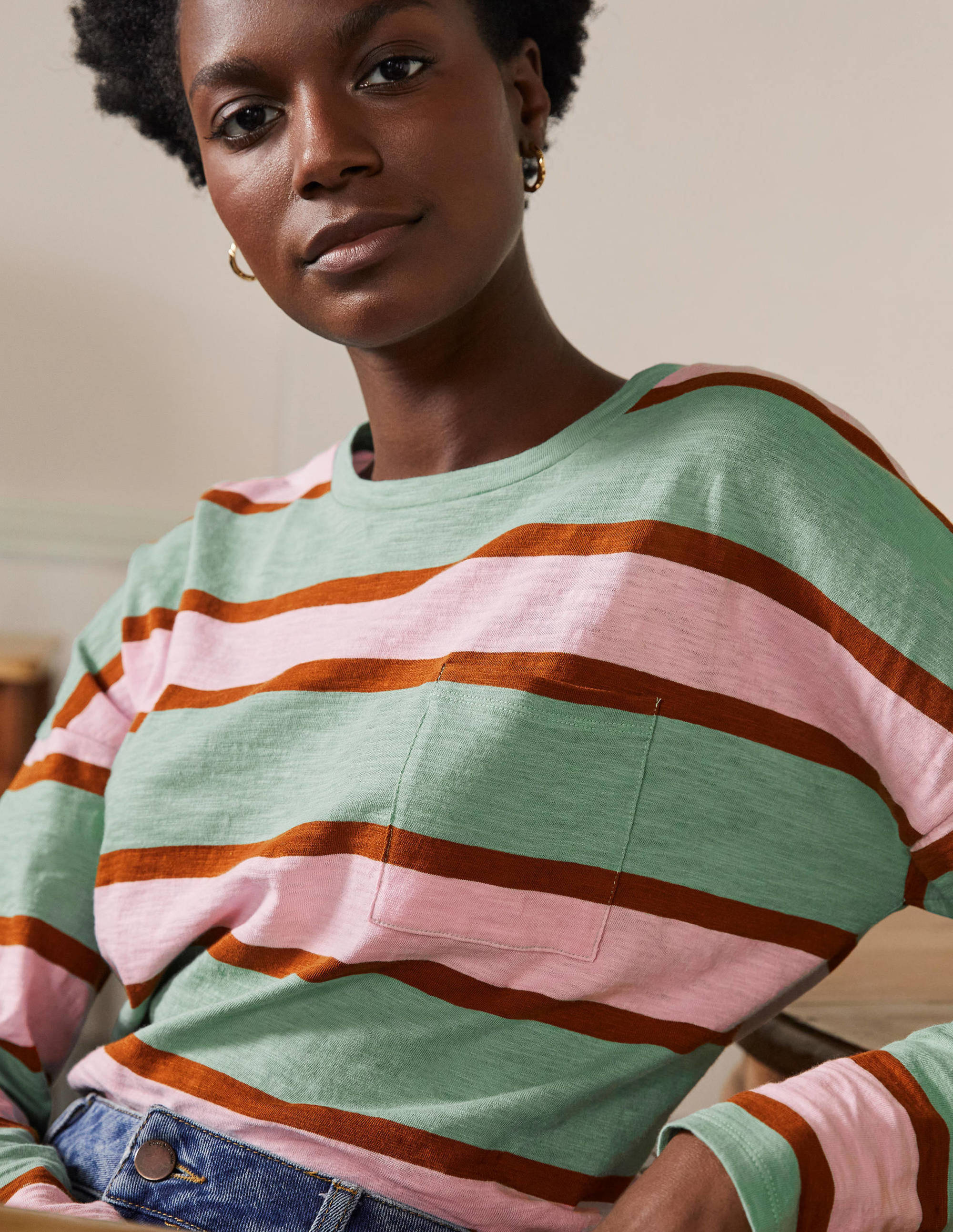  Boxy Jersey Tee-Duck Egg/ Coconut Stripe、mySite、ashleygrahame