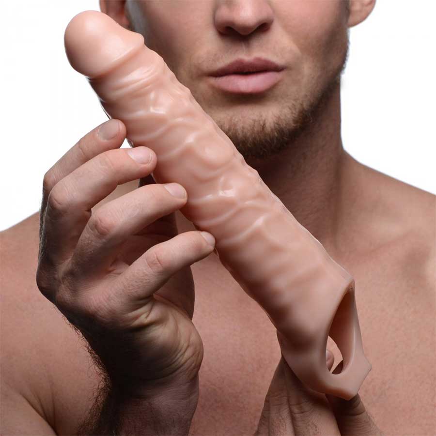 8.75 Inch Solid Tip Flesh Colored Penis Extender Sleeve by Size Matters、mySite、bottomscart