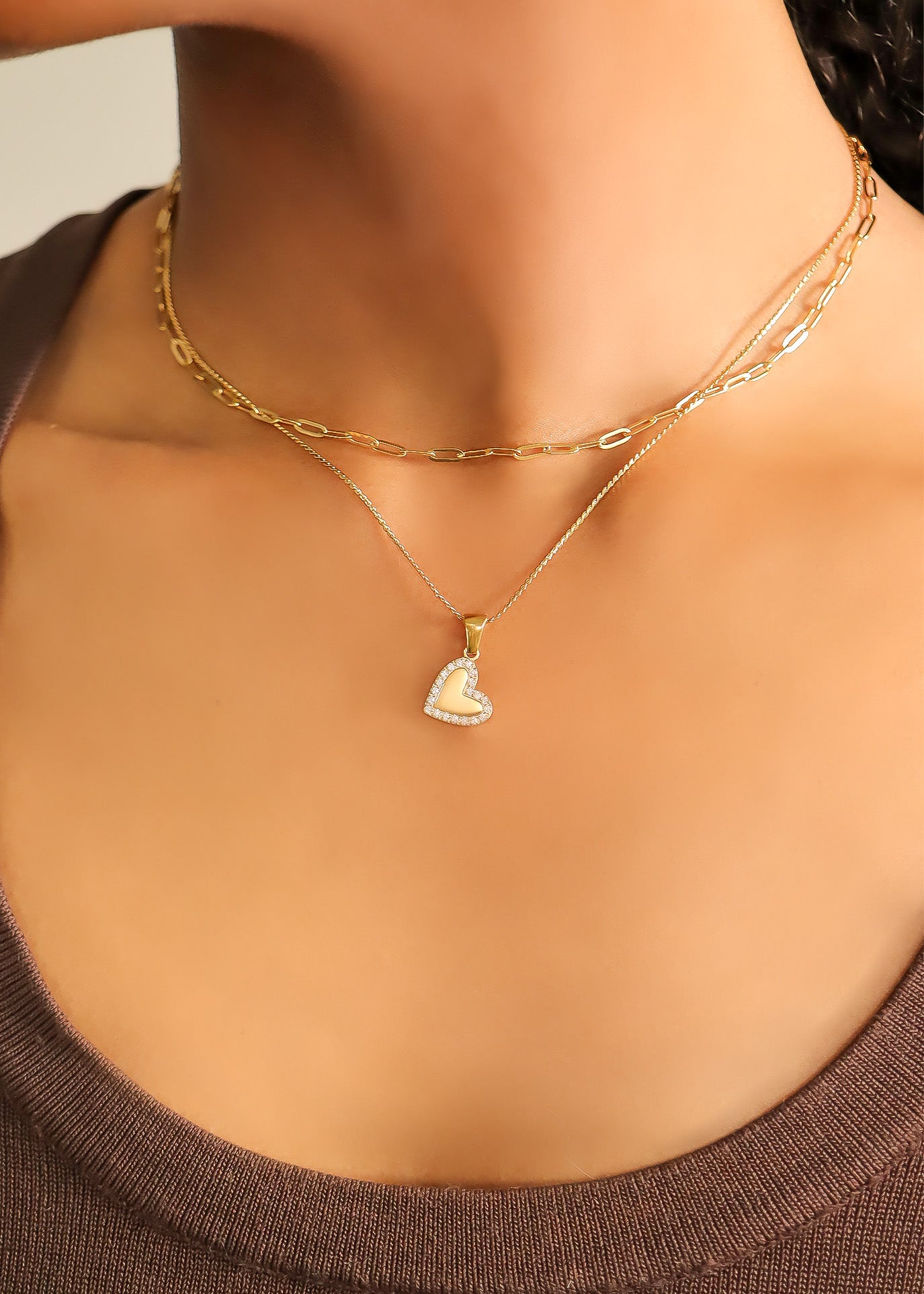 18K Gold PVD Stainless Steel CZ Heart Charm / SBB0289、mySite、dreamappss