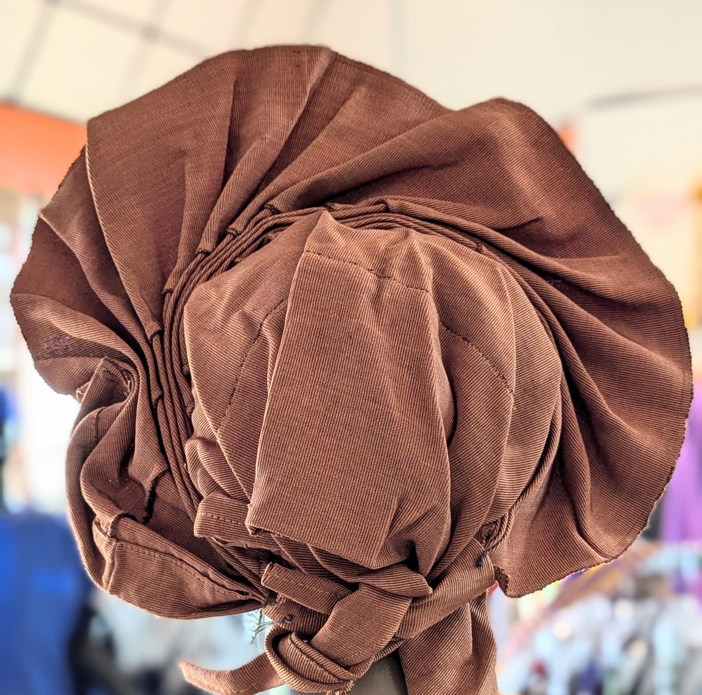 Dupsie's African Adeola Chocolate Brown Aso Oke Autogele Ready Gele Head wrap Hat DPAGAB50、mySite、solidvoid