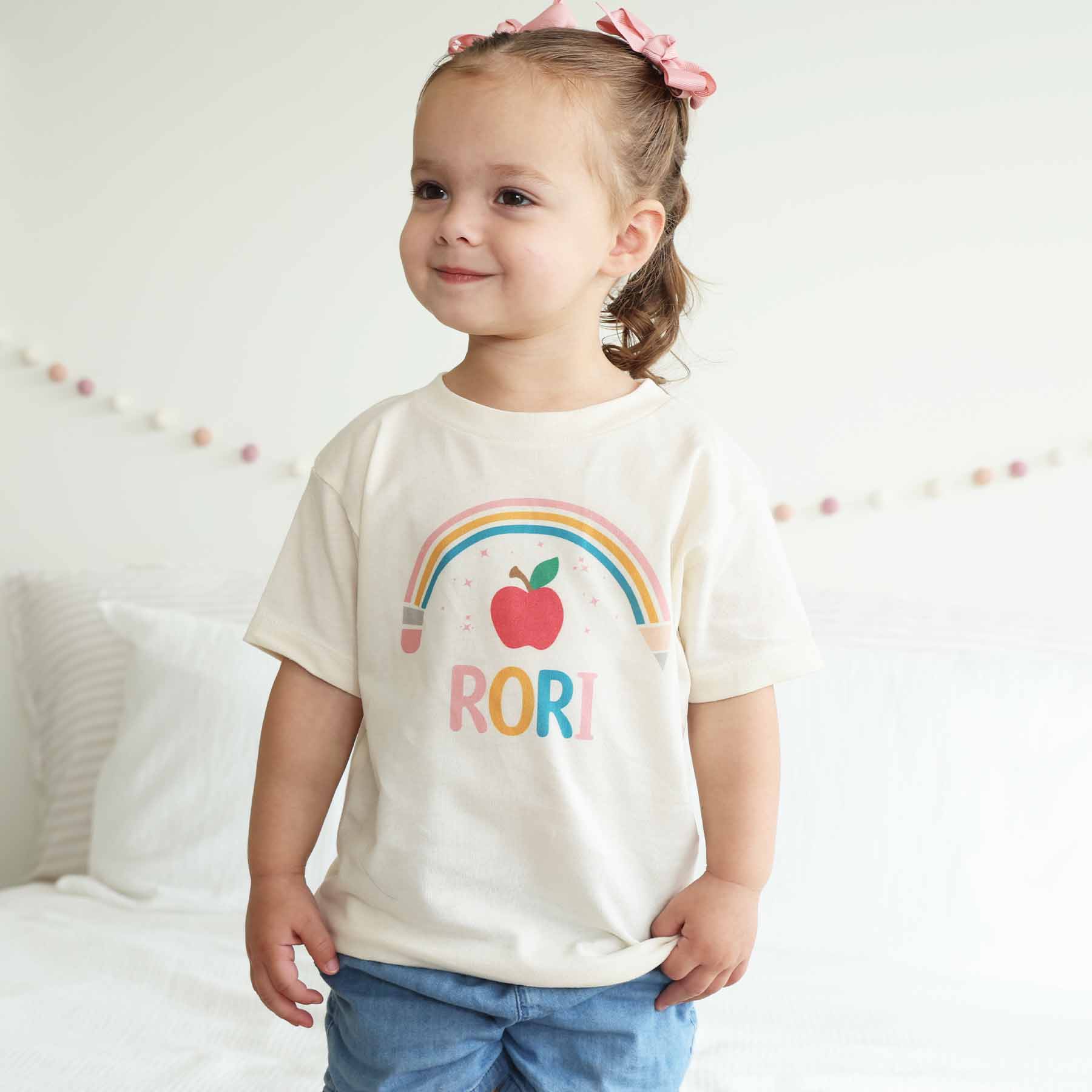  Personalized Pencil Rainbow Kids Graphic Tee | Natural、mySite、layawaytickets