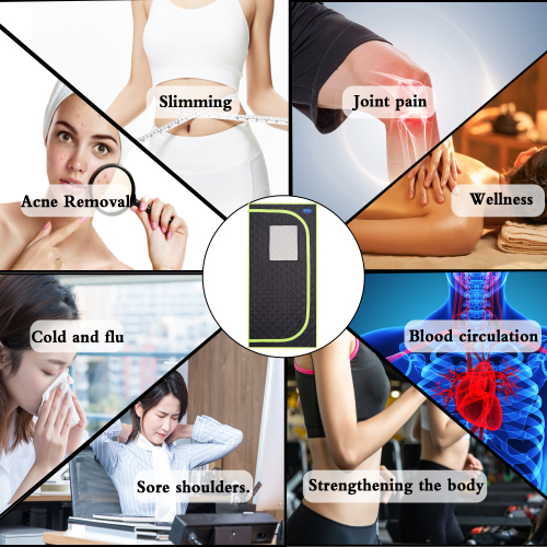 Portable Plus Type Full Size Far Infrared Sauna tent. Spa, Detox ,Therapy and Relaxation at home.Larger Space,Stainless Steel Pipes Connector Easy to Install, with FCC Certification--Black、、xpatfood