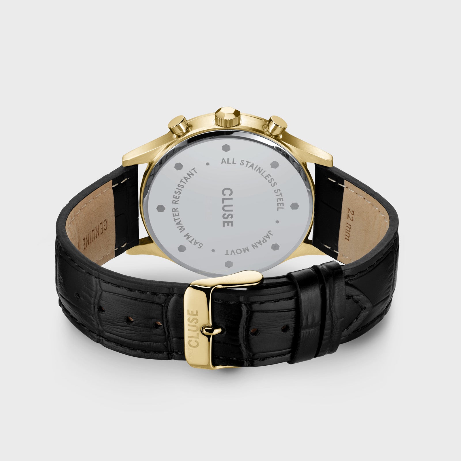 Anthéor Multifunction Watch Leather, Full Black, Gold Colour、mySite、botmansion