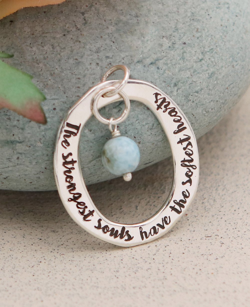 Strongest Souls Softest Hearts Pendant with Larimar Gemstone、mySite、topwebapps