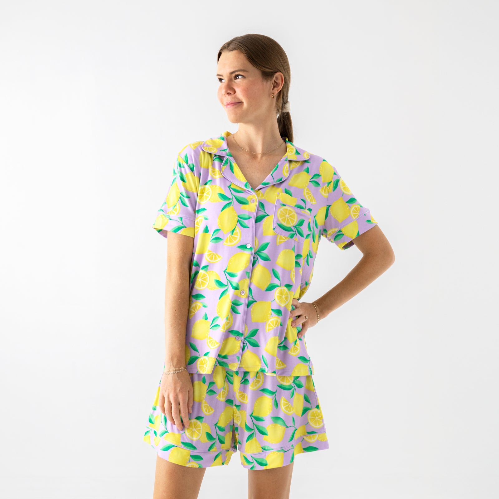  Lavender Sunny Citrus Women's Short Sleeve & Shorts Pajama Set、mySite、layawaytickets
