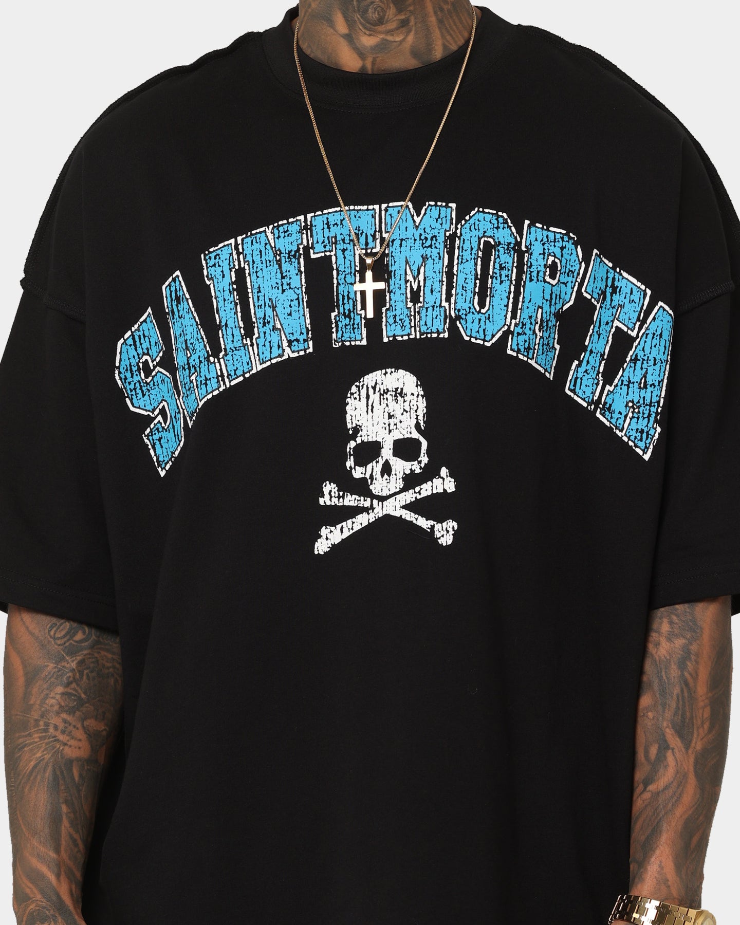 Saint Morta Members Club Boxy T-Shirt Black/Blue、mySite、zt4zffjzw