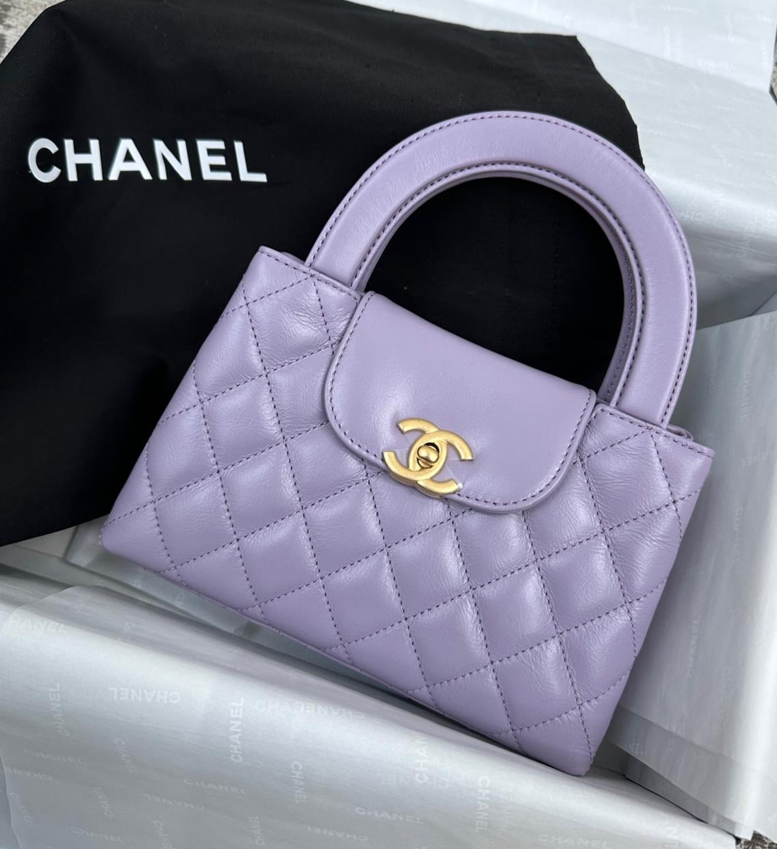 Chanel Kelly Shopping Bag Shiny Aged Calfskin & Gold Hardware Lilac (Mini)、mySite、garminoutage.com
