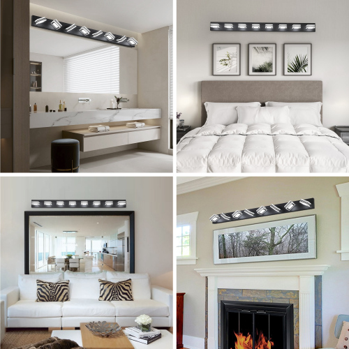 34" Modern 5-Light LED Vanity Light - Sleek Bathroom Wall Fixture, Iron & Acrylic, Dimmable & Energy-Efficient, Ideal for Mirror Lighting、、eastwooduniform