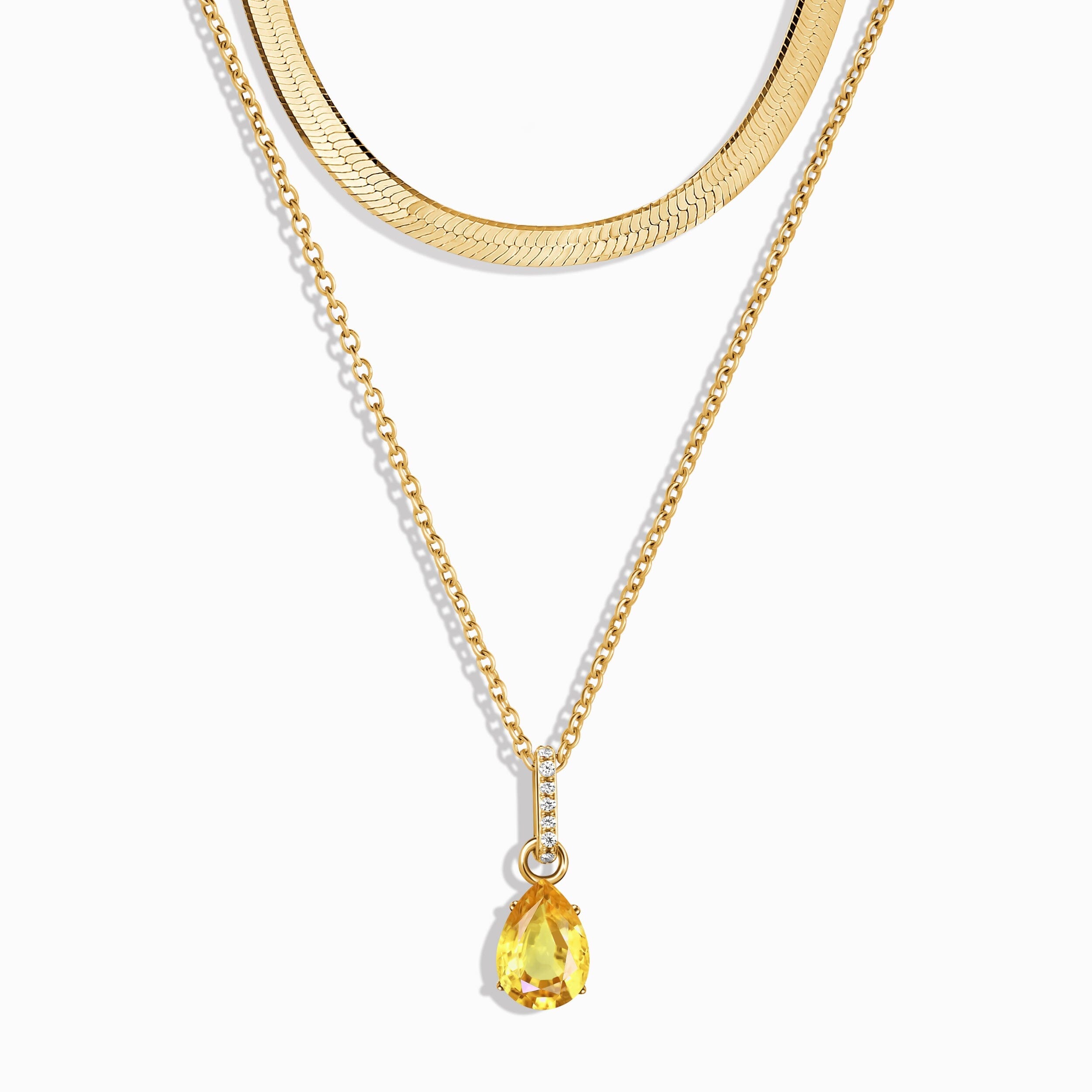 Citrine Birthstone Sway Necklace & Herringbone Chain、mySite、hinf8tx79