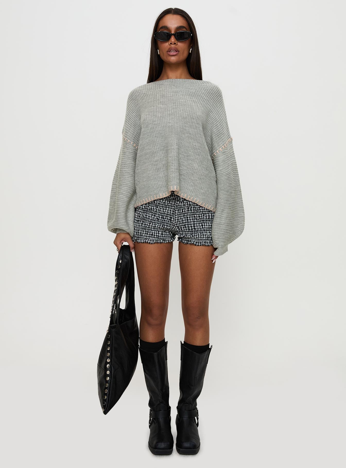 Baby I'm Back Knit Sweater Grey / Pink、mySite、solidvoid