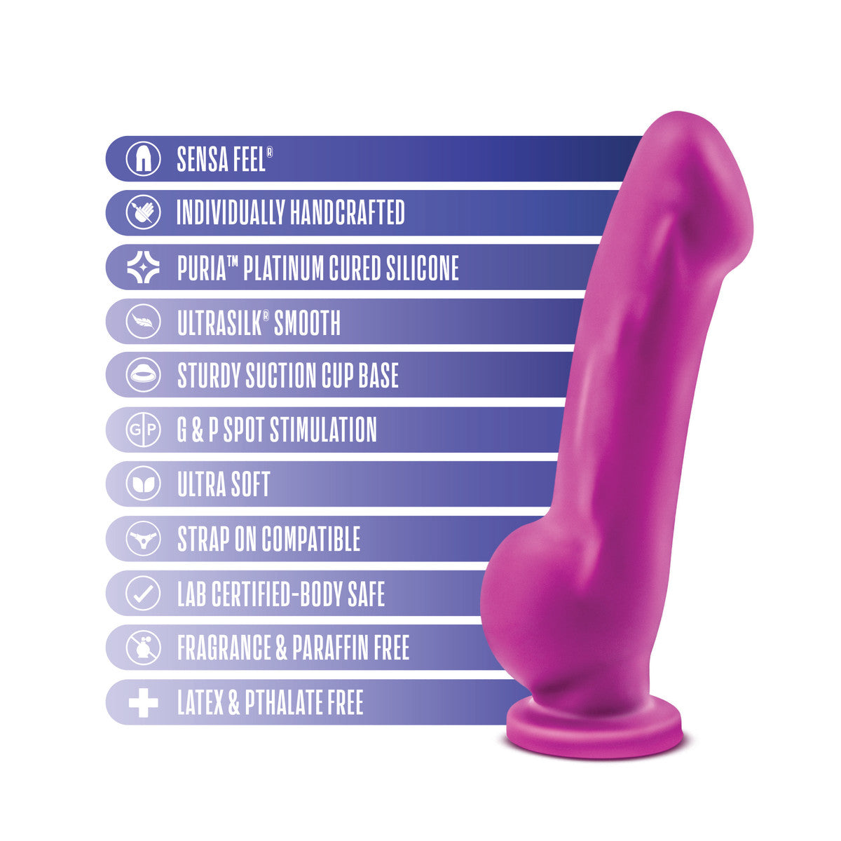 Avant By Blush® | Ergo Violet D7: Artisan 7 Inch Dildo with Suction Cup Base - Elegantly Made with Smooth Ultrasilk® Purio™ Silicone、mySite、bottomscart