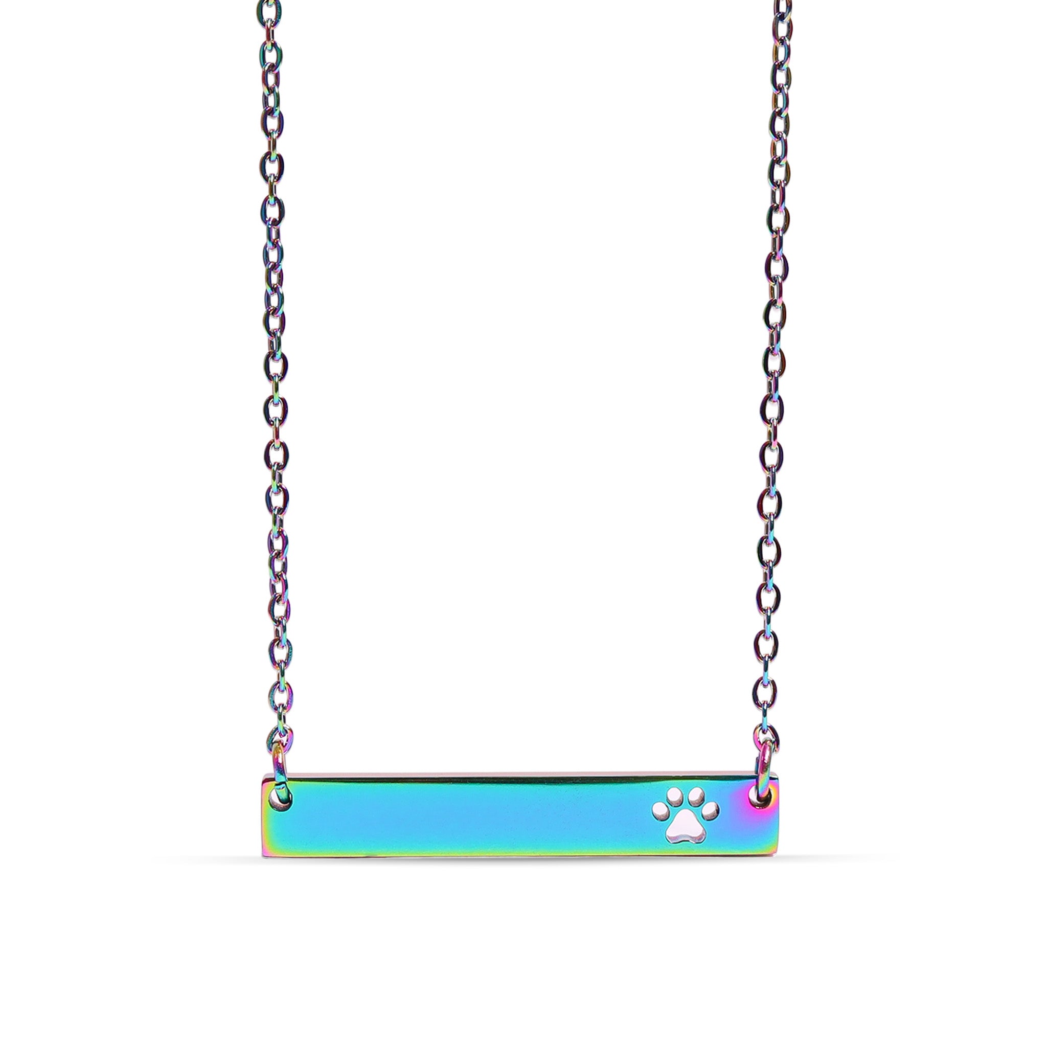 18K Gold PVD Stainless Steel Blank Cutout Paw Print Bar Necklace / SBB0247、mySite、dreamappss