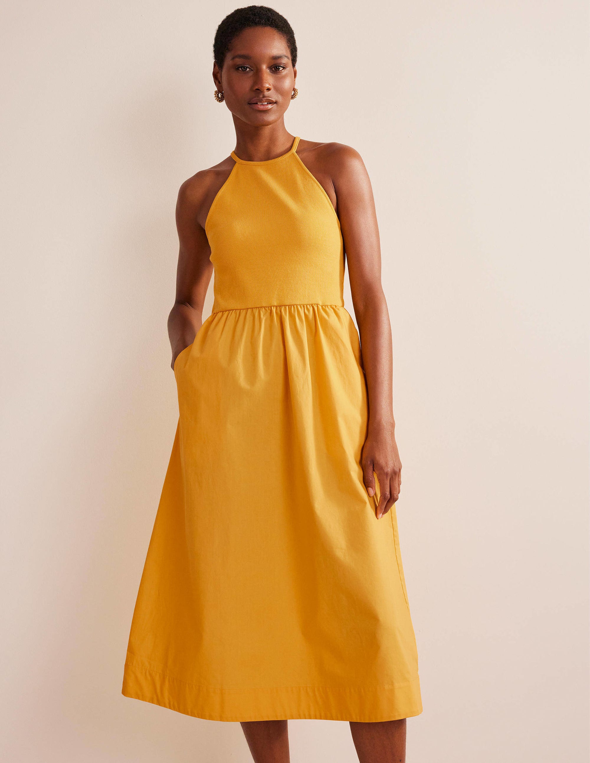  Ribbed Halterneck Midi Dress-French Marigold、mySite、ashleygrahame