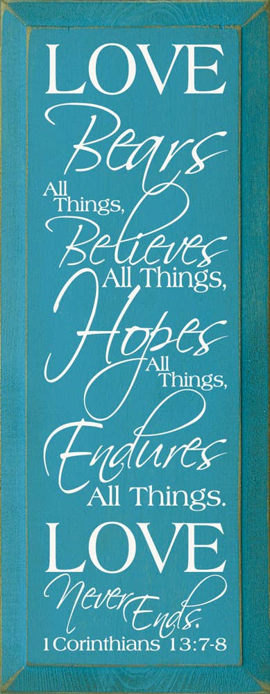 Love Bears All Things Scripture Passage Wood Sign Handmade in the USA、mySite、g9winljtr