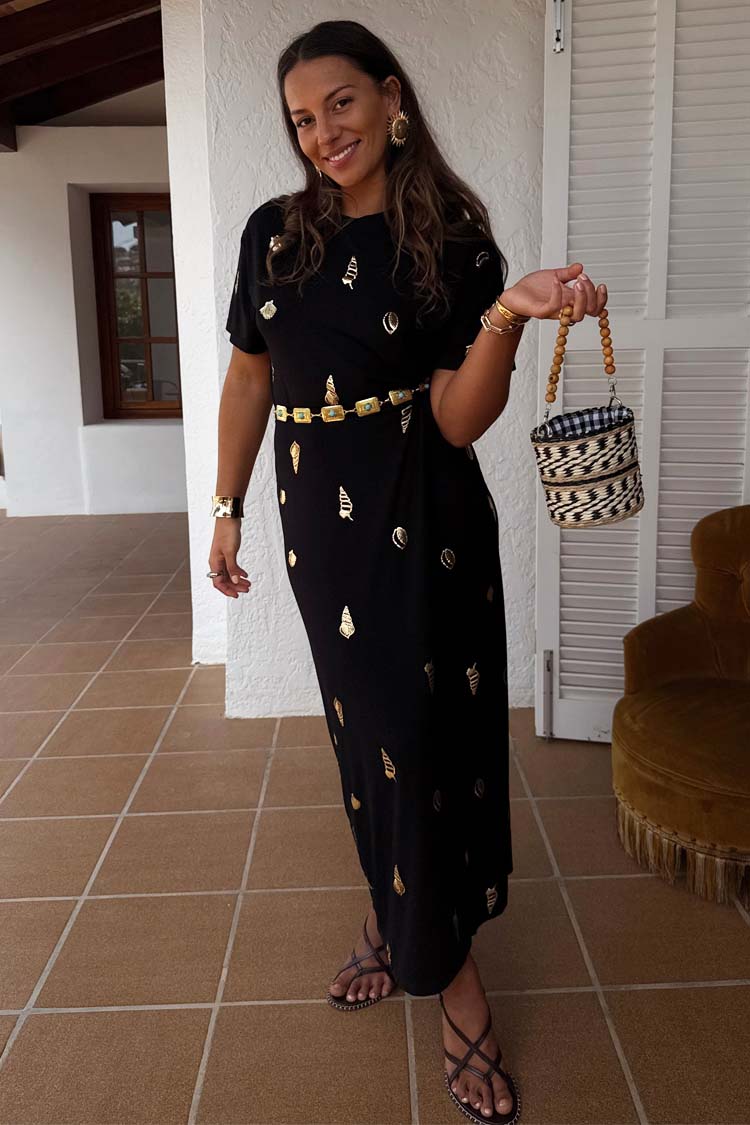 Black Shell Midi Leia Dress、mySite、solidvoid