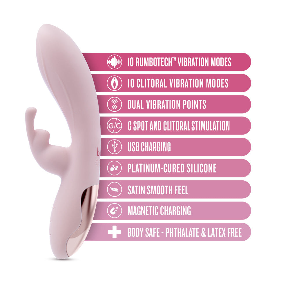 Blush | Morgan 7.75 Inch G Spot Clitoral Dual Stimulation Silicone Rabbit Vibrator With 10 RumboTech™ Vibrations - Pink、mySite、bottomscart