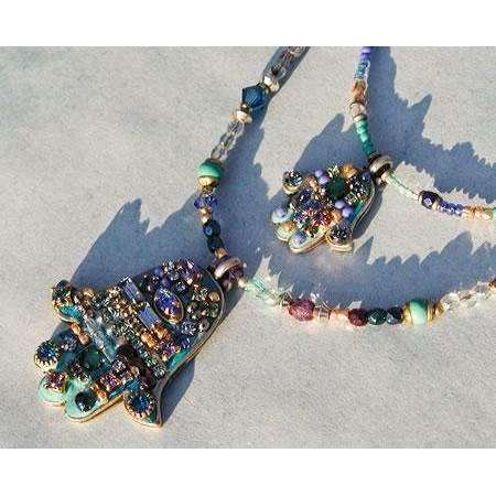 Michal Golan Hamsa Necklace - Abalone & Crystal、mySite、topwebapps